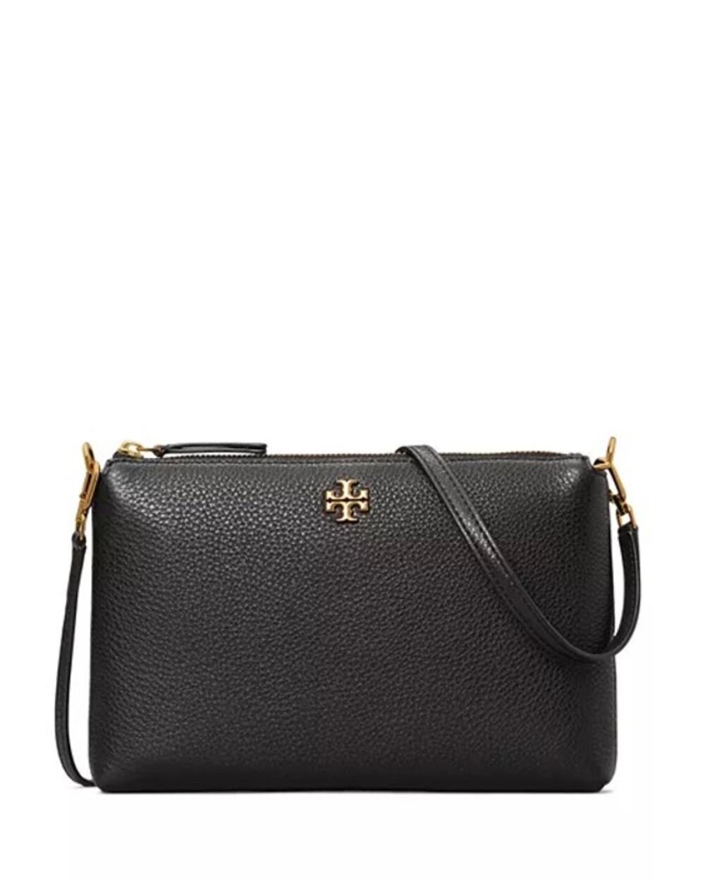 NWT Tory Burch Kira Small Crossbody Black Pebbled Leather Top-Zip